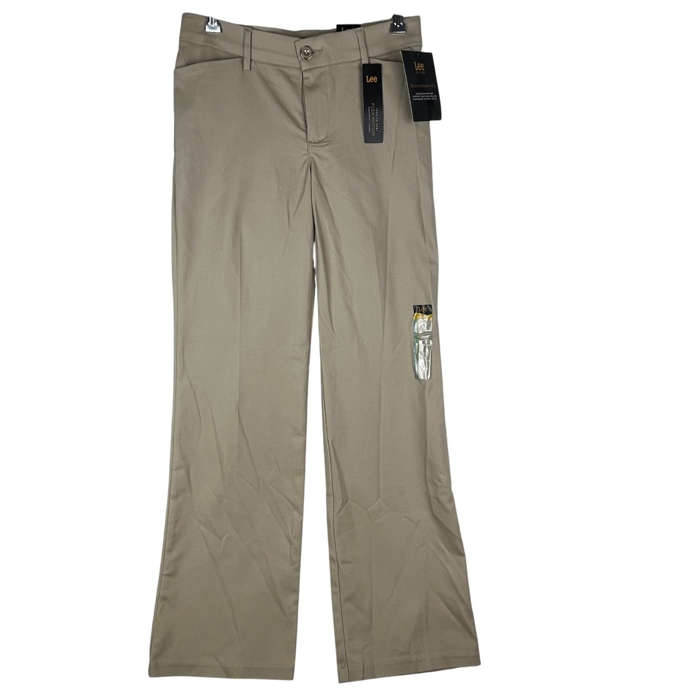 Lee Flex Motion Trouser Womens Size 2 Medium Khaki Mid Rise Pants NWT
